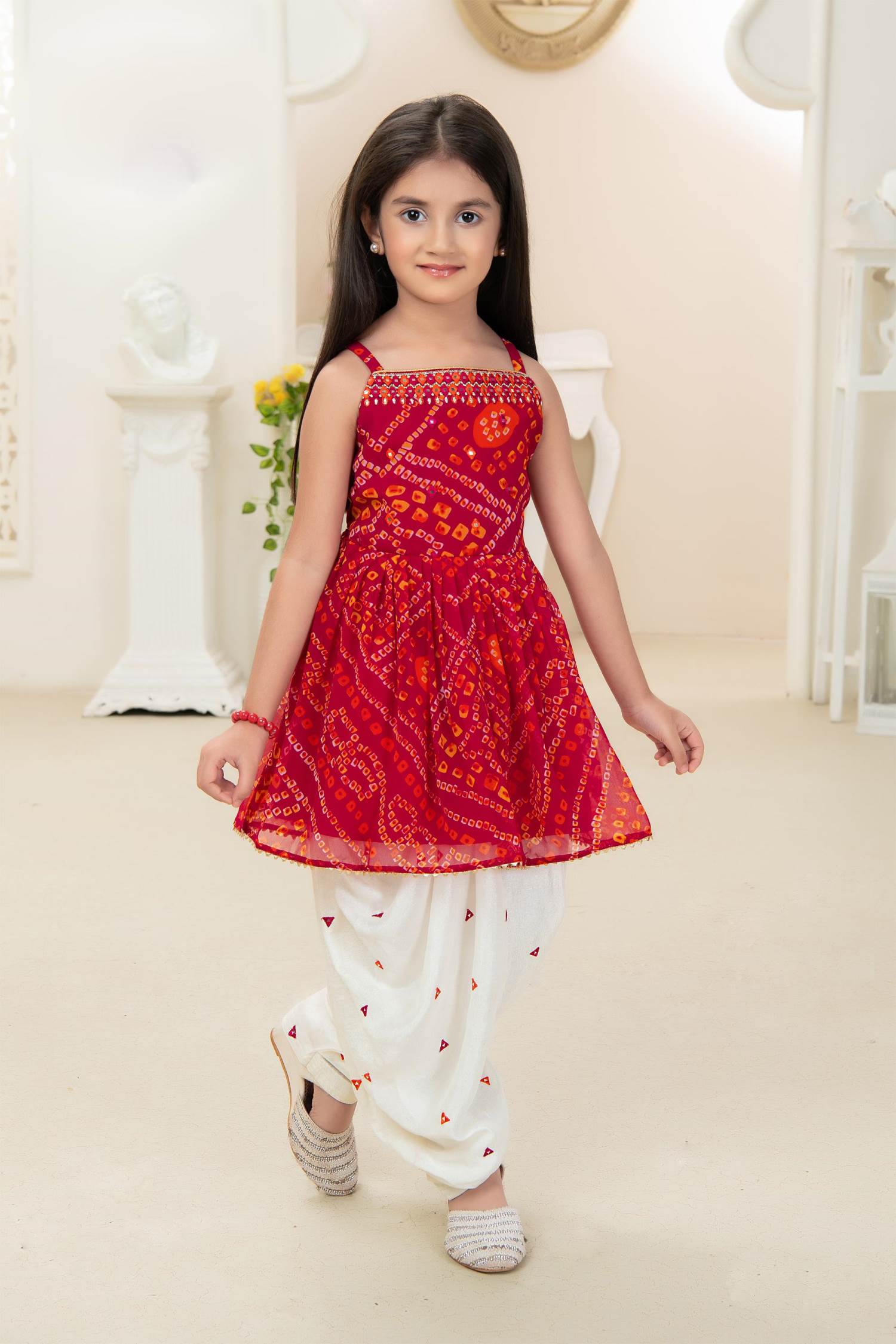 Green Polyester Embroidery & Stones Kids Girls Patiala Salwar Suits -  Zakarto