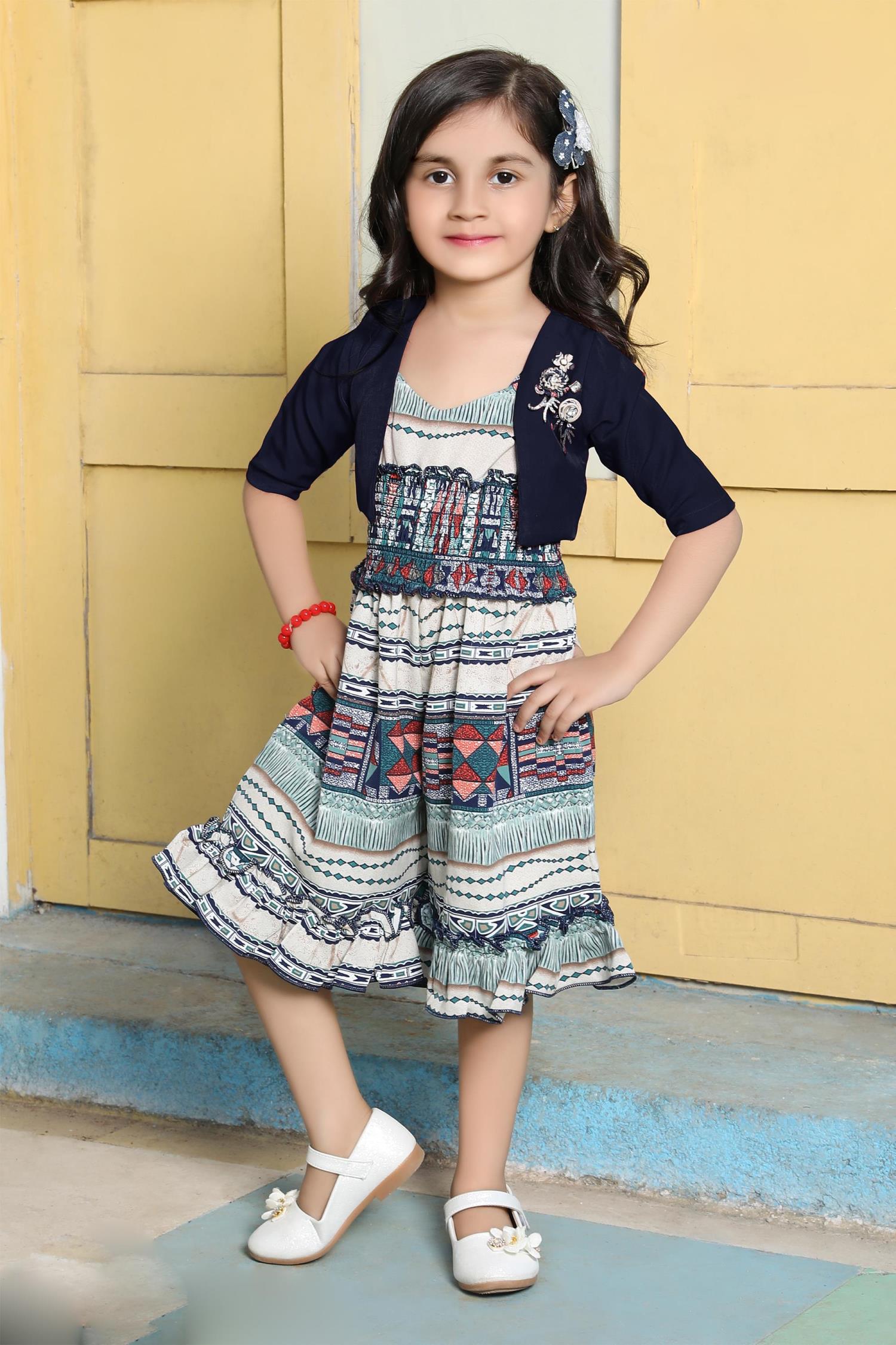 Buy Mehendi Jacquard Dress Girl Kids Online at Best Price | Cbazaar