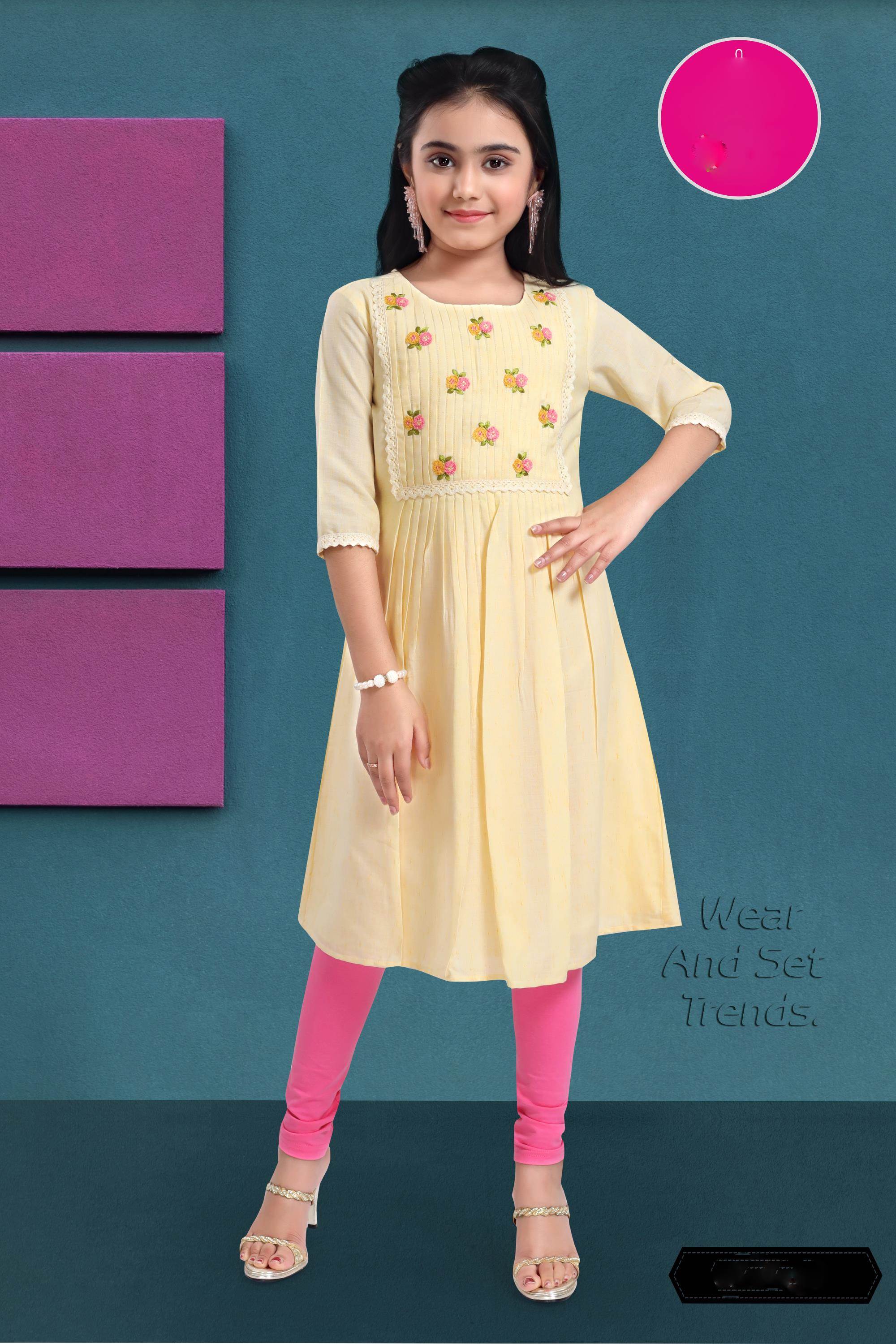 Buy Green Readymade Designer Party Wear Silk Cotton Kurti For Girls | Party  Wear Kurtis