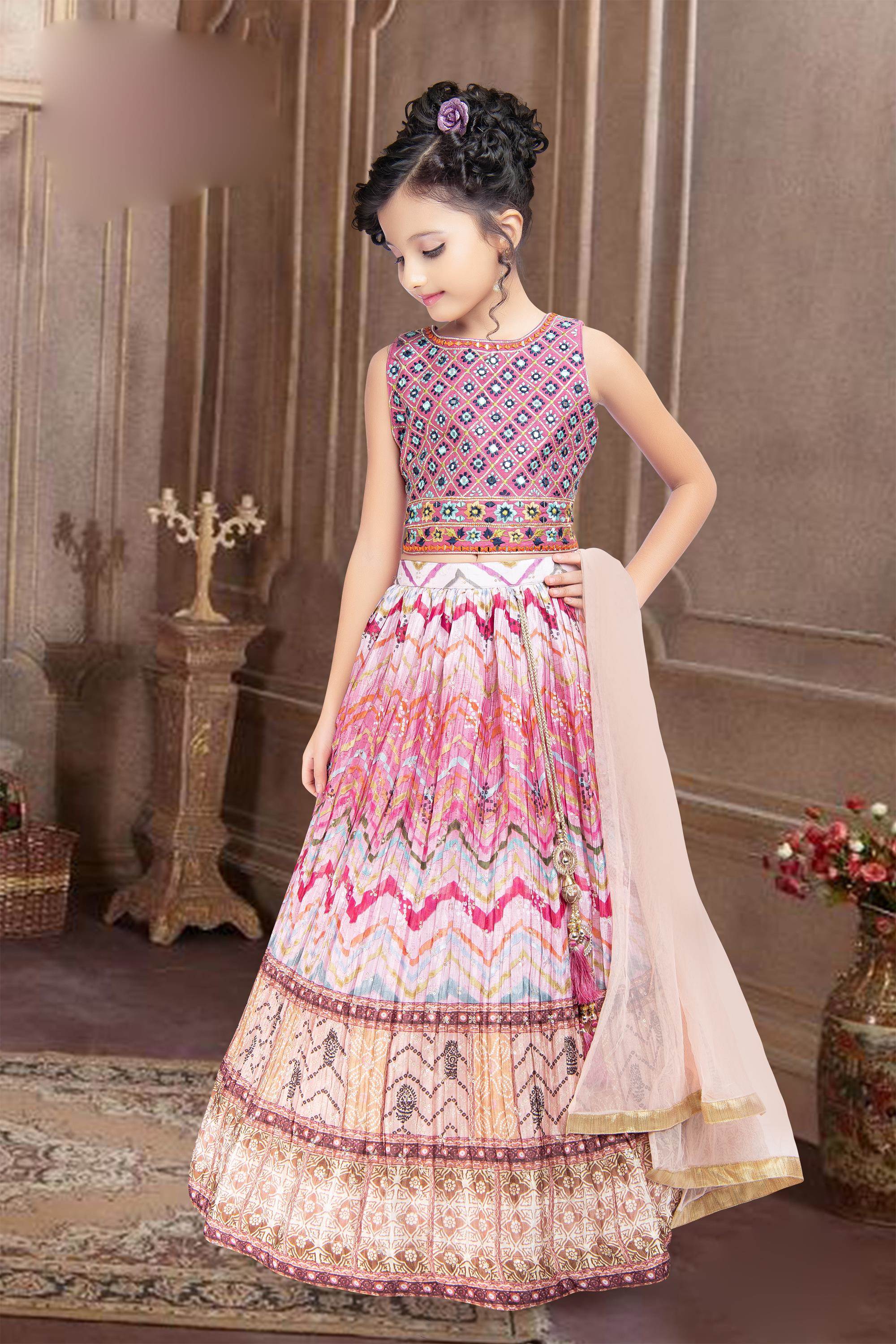 Ahhaaaa Kids Ethnic Cotton Blend Radha Dress / Lehenga Choli / Chania Choli  Set For Girls - Walmart.com