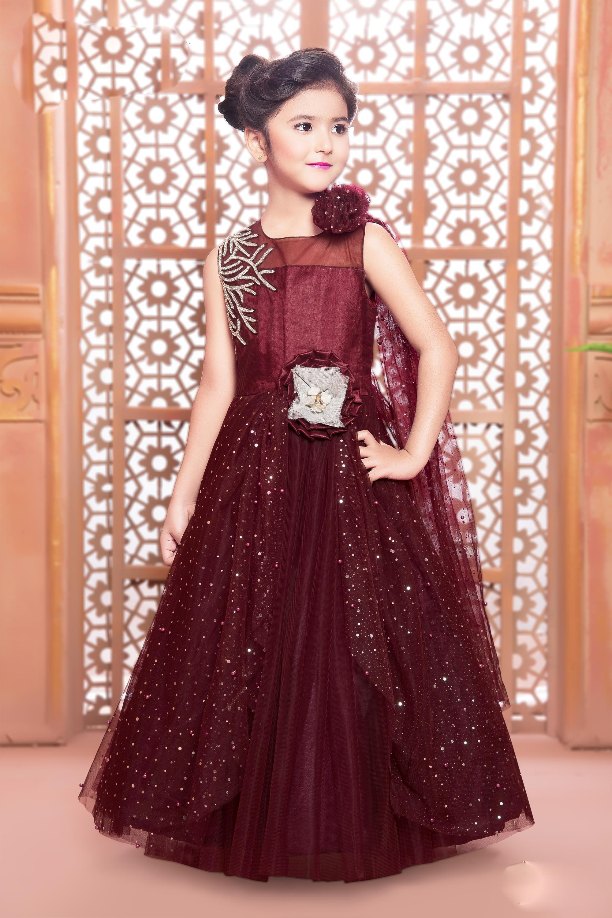 Wine Silk Party Wear Gown Ladies – Gunj Fashion