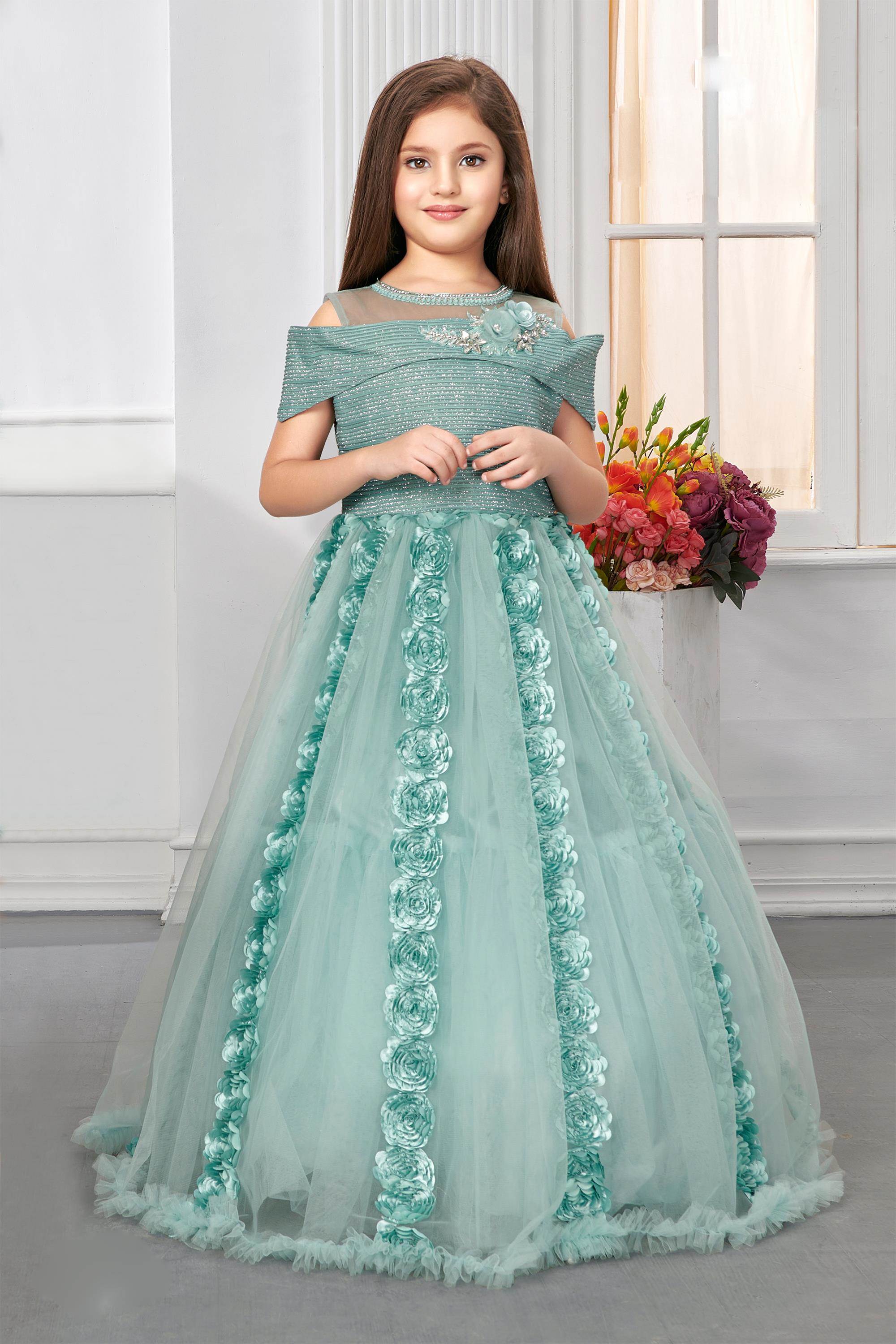 Designer party wear gown for girls (made to order) – Lagorii Kids