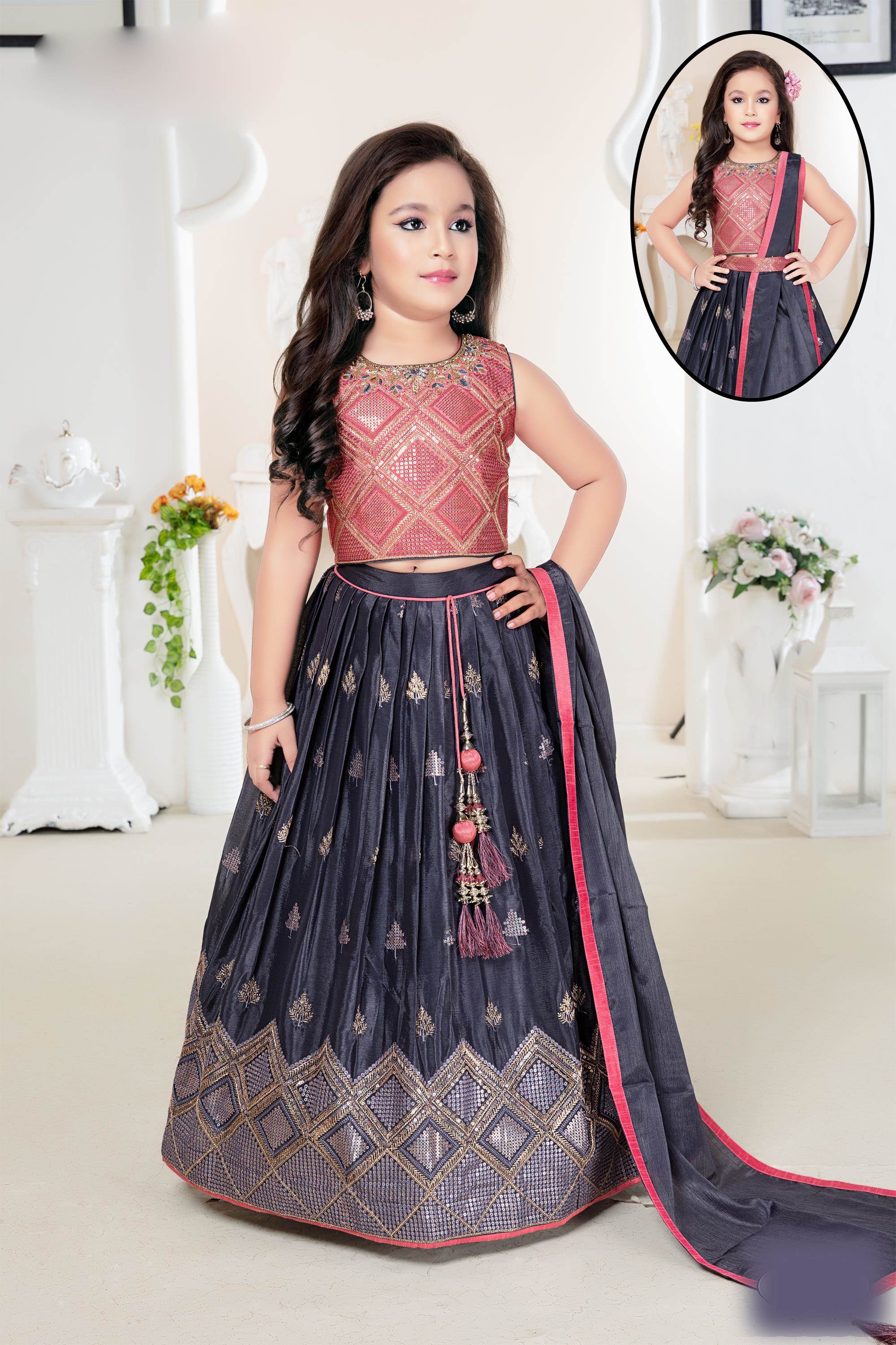 Silk Multicolor Kids Girls Party Wear Lehenga Choli at Rs 1130/piece in  Delhi