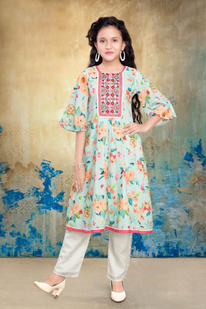 Girls Party Wear - Girls Party Wear - Kurti Set